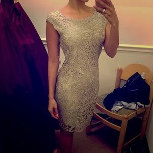 Badgley Mischka beautiful gold tone dress
